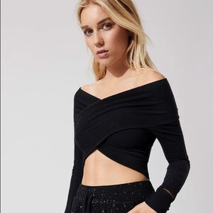 LNA Aster Rib Top in Small (black)